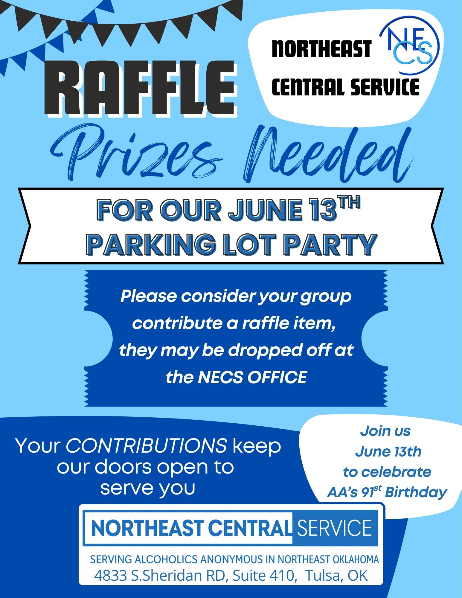 Raffle items needed parking lot 2026